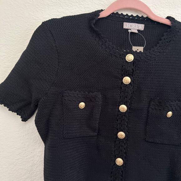 J Crew Short Sleeve Sweater Lady Jacket S Black NWT Cardigan Gold BZ513 J.Crew - Picture 7 of 7